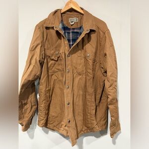 Duluth Trading Co Tan Canvas Field Jacket with Plaid Lining